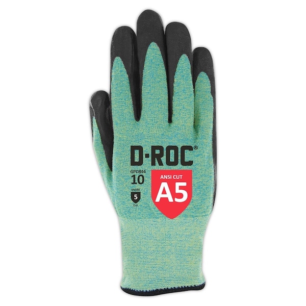 DROC GPD844 UltraLightweight MicroFoam Nitrile Palm Coated Work GlovesCut Level A5